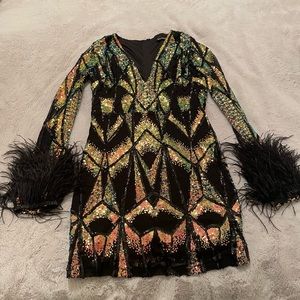 Feather wrist formal dress